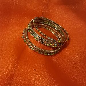 Set of 8 silver & beaded bracelets